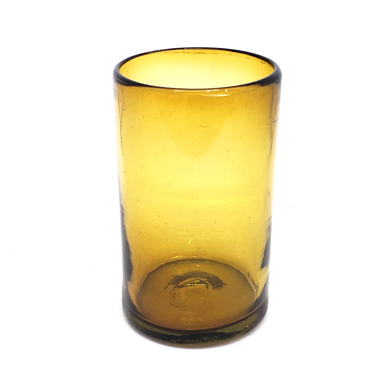 VIDRIO SOPLADO / vasos grandes color ambar, 14 oz, Vidrio Reciclado, Libre de Plomo y Toxinas